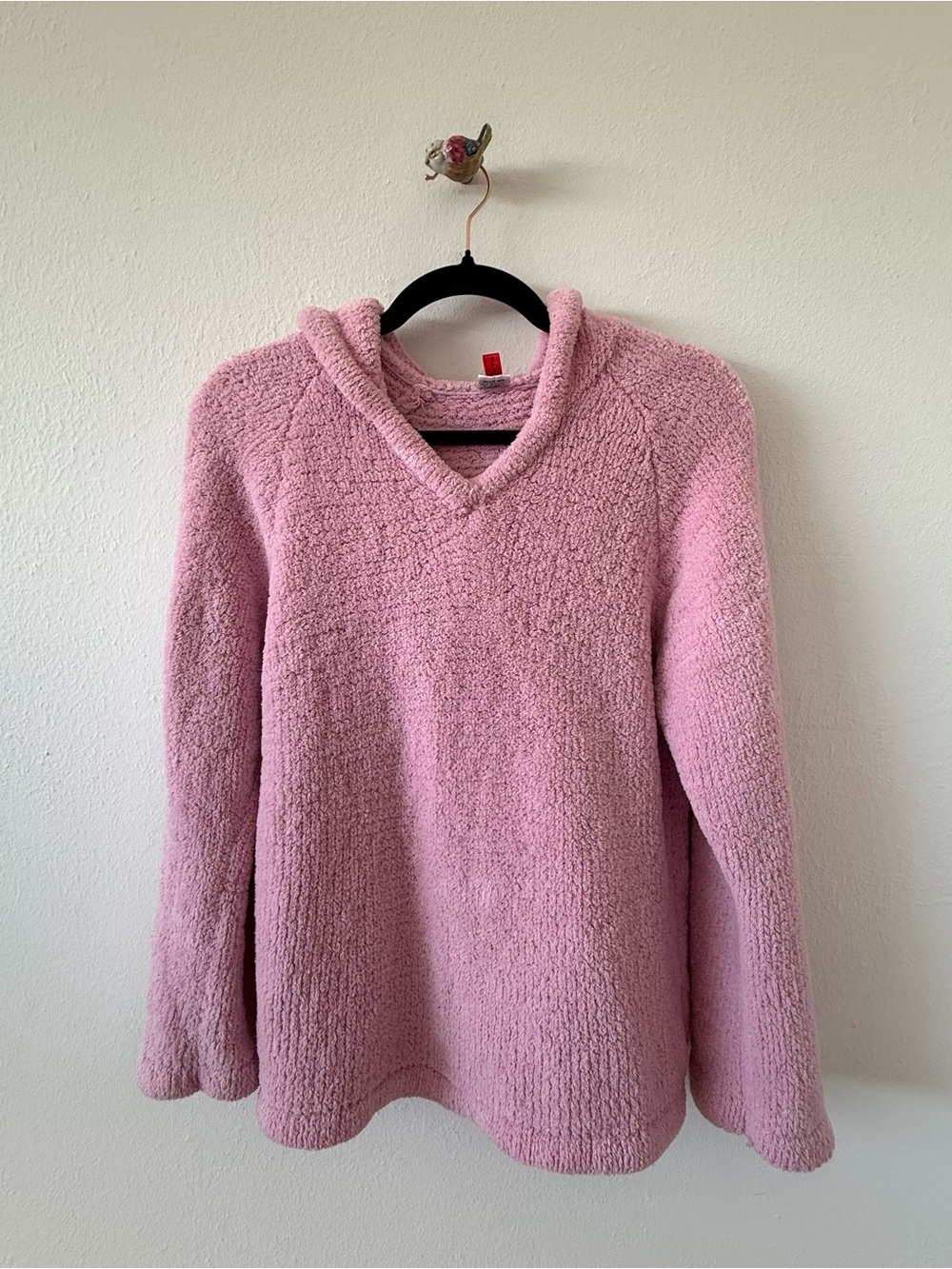 Josie Natori Cozy Pink Hooded Sherpa Sweater